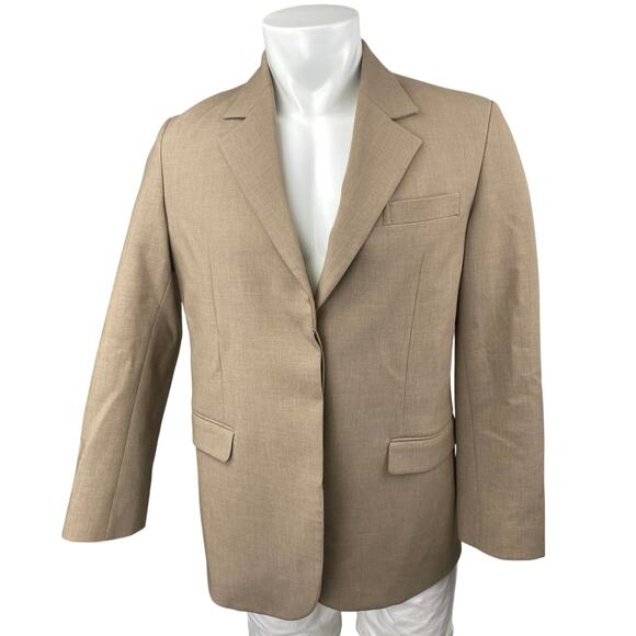 3.another Women's Beige Tan Notch Collar Button Long Sleeve Blazer Coat Jacket S - Picture 1 of 5